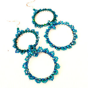 "Infinite" Artisan Earrings- Teal double hoops